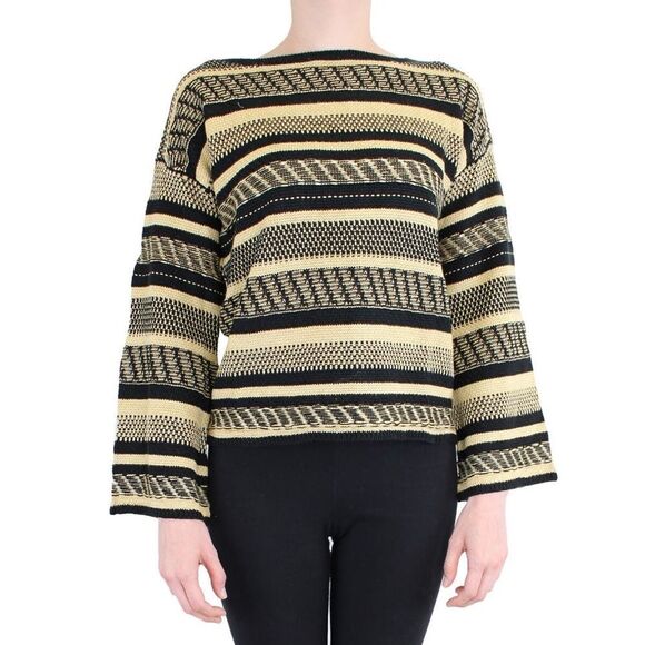 Polo Ralph Lauren Women's Linen blend Stripe Knit Sweater Black/Beige Sz L - Picture 4 of 7
